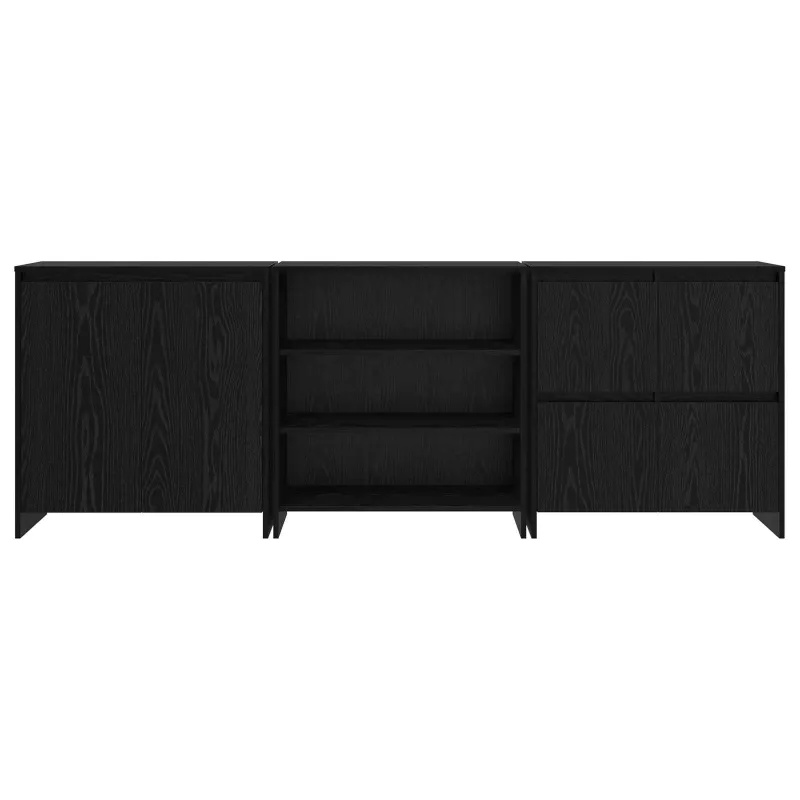Kabalas 3 pcs Juodas ąžuolas 70 x 41 x 75 cm Apdirbta mediena
