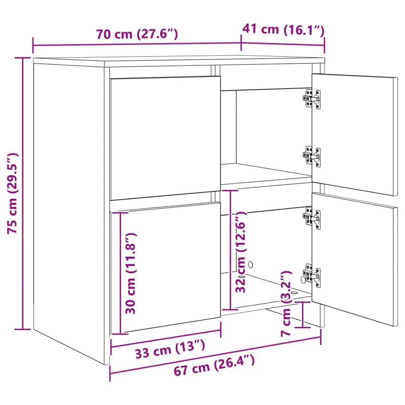 Kabalas 2 pcs Juodas ąžuolas 70 x 41 x 75 cm Apdirbta mediena
