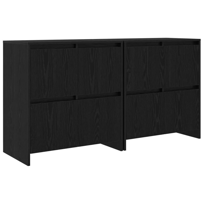 Šoninės lentynos 2 pcs juoda ąžuolo 70 x 41 x 75 cm