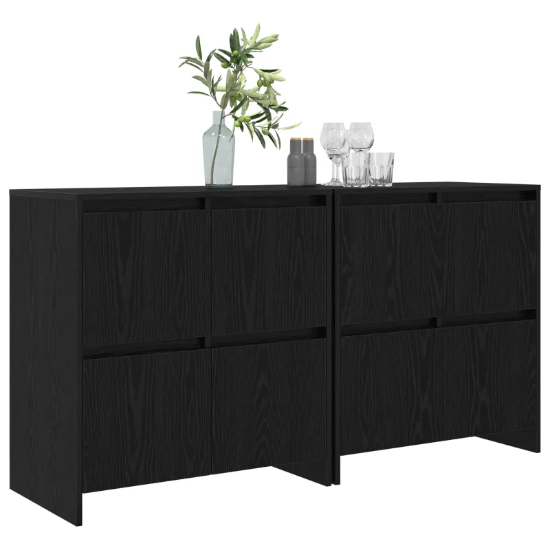 Šoninės lentynos 2 pcs juoda ąžuolo 70 x 41 x 75 cm