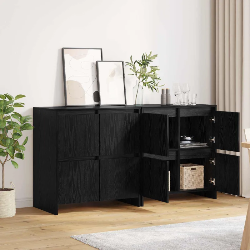 Šoninės lentynos 2 pcs juoda ąžuolo 70 x 41 x 75 cm