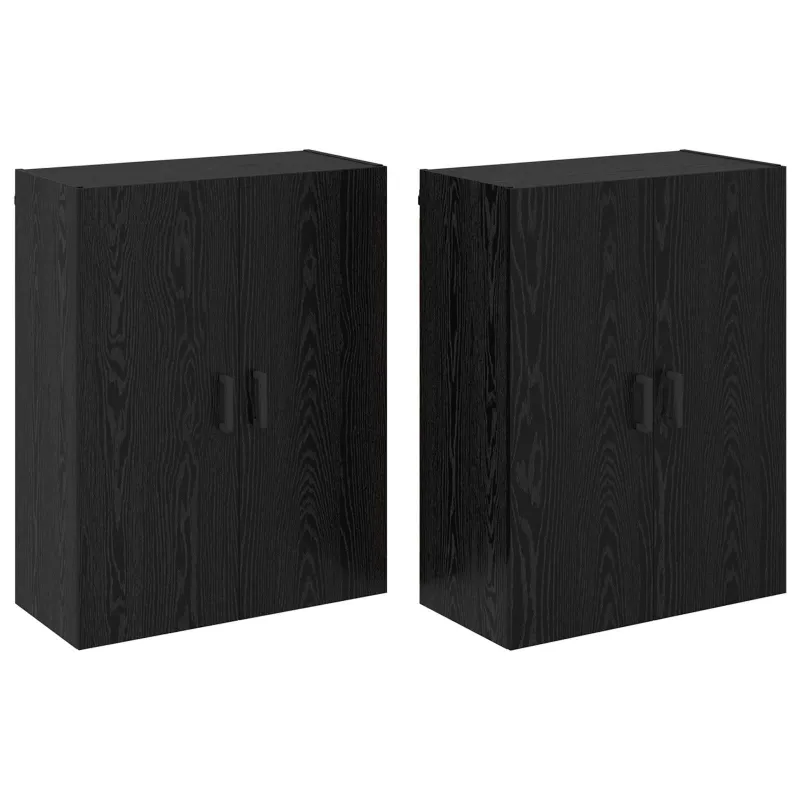 Prie sienos montuojama spinta 2 pcs Juodas ąžuolas
