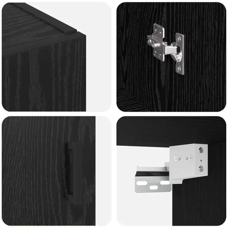 Prie sienos montuojama spinta 2 pcs Juodas ąžuolas