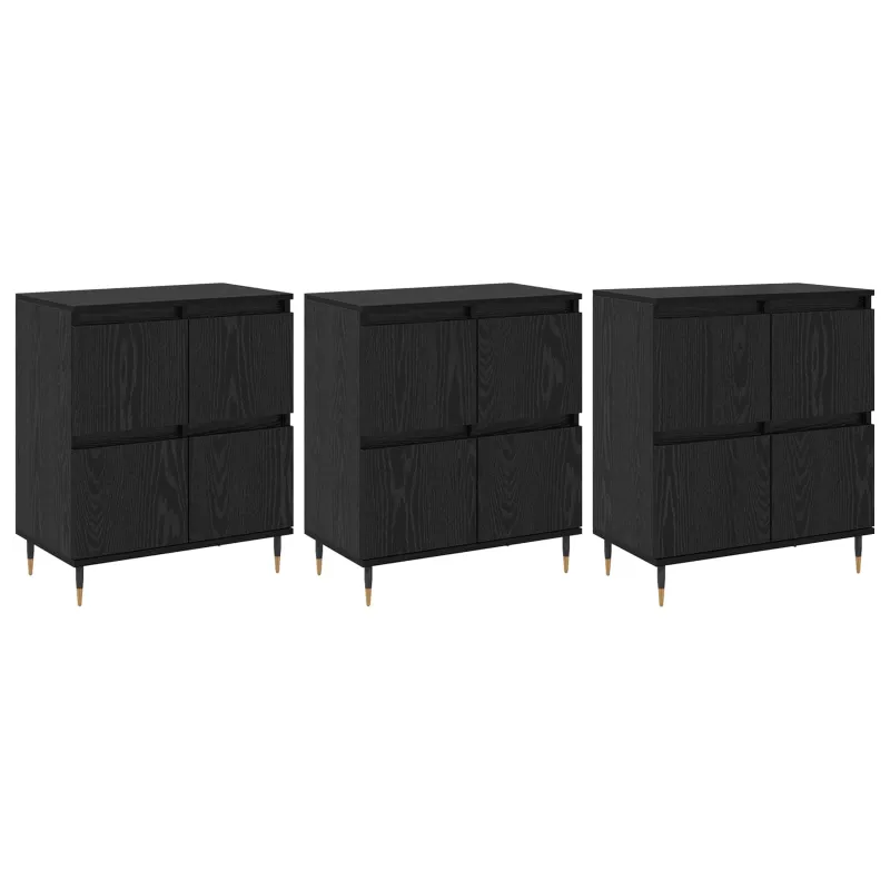 Oppbevaringsskap 3 pcs Juodas ąžuolas 60 x 35 x 70 cm