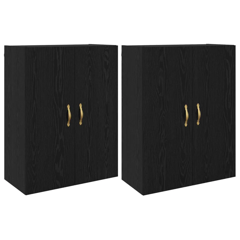 Prie sienos montuojama spinta 2 pcs Juodas ąžuolas