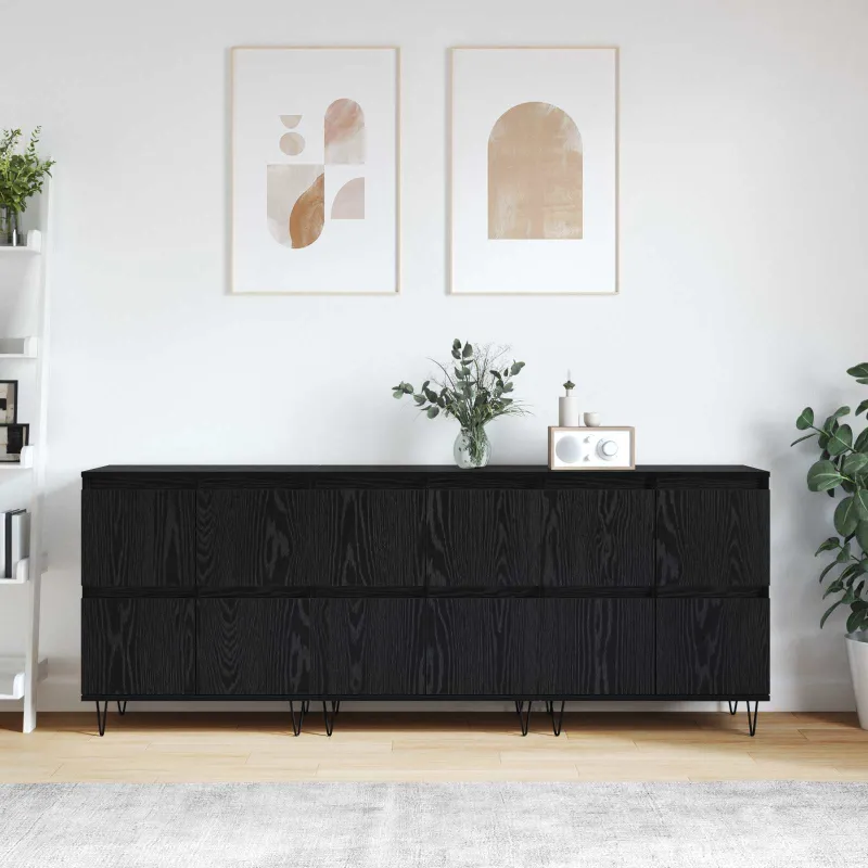 Šoninės lentynos 3 pcs Juodas ąžuolas