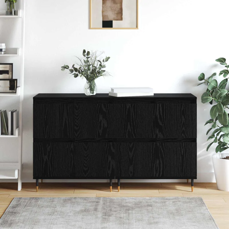 Oppbevaringsskap 2 pcs Juodas ąžuolas 60 x 35 x 70 cm