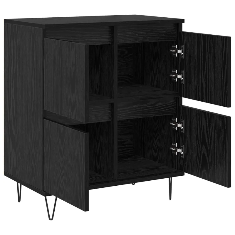 Šoninės lentynos 2 pcs juoda ąžuolo