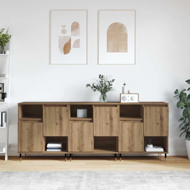 Šoninės lentynos 3 pcs Amatininkų ąžuolas