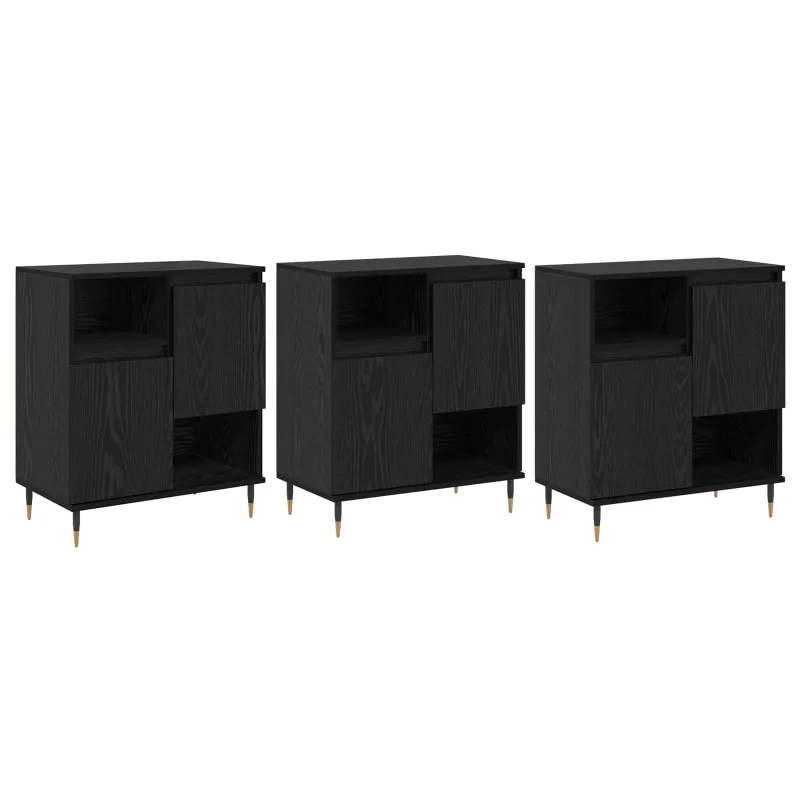 Šoninės lentynos 3 pcs Juodas ąžuolas