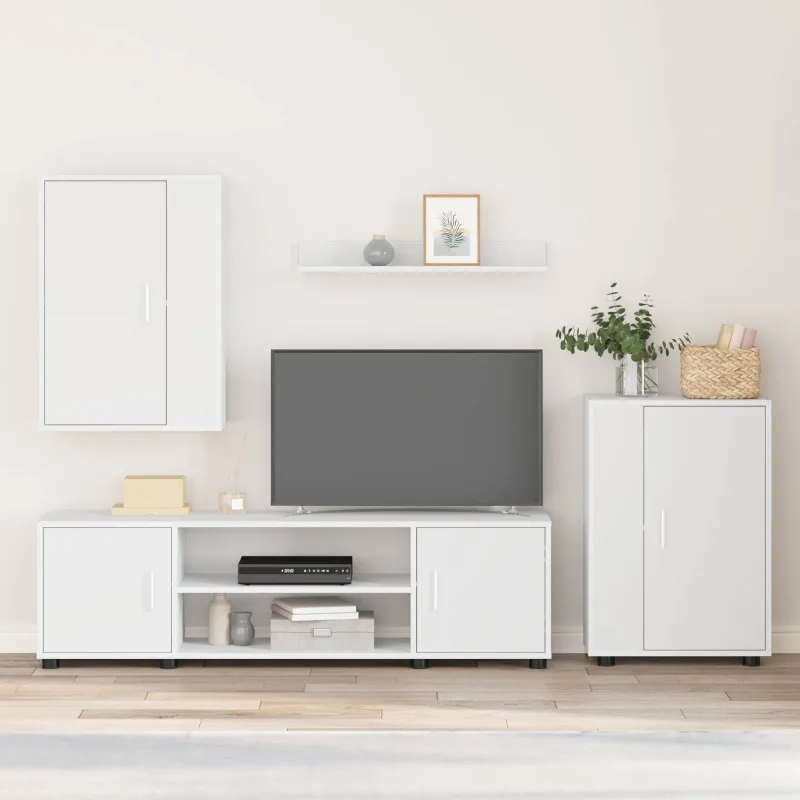 TV spintelių komplektas 4 pcs Balta Apdirbta mediena