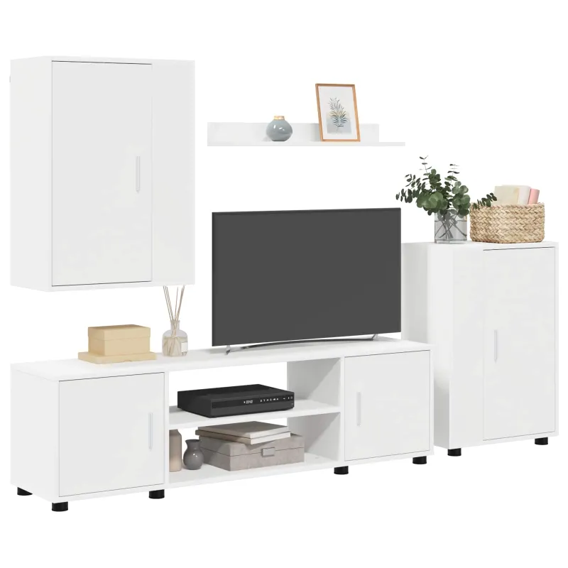 TV spintelių komplektas 4 pcs Balta Apdirbta mediena