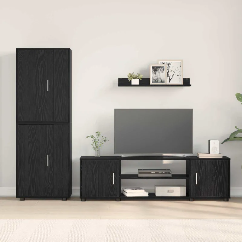 TV spintelių komplektas 4 pcs Juodas ąžuolas Apdirbta mediena