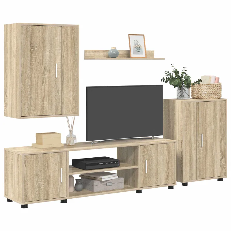 TV spintelių komplektas 4 pcs Sonoma ąžuolas Apdirbta mediena