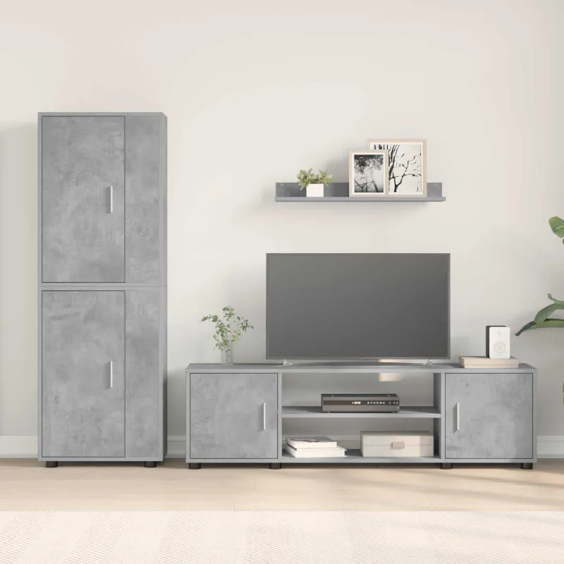 TV spintelių komplektas 4 pcs Betono pilka Apdirbta mediena