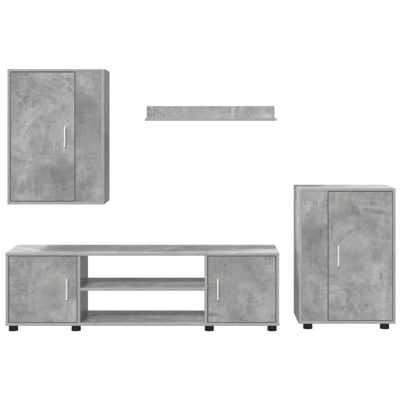 TV spintelių komplektas 4 pcs Betono pilka Apdirbta mediena