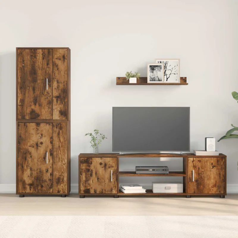 TV spintelių komplektas 4 pcs Rūkyto ąžuolo Apdirbta mediena