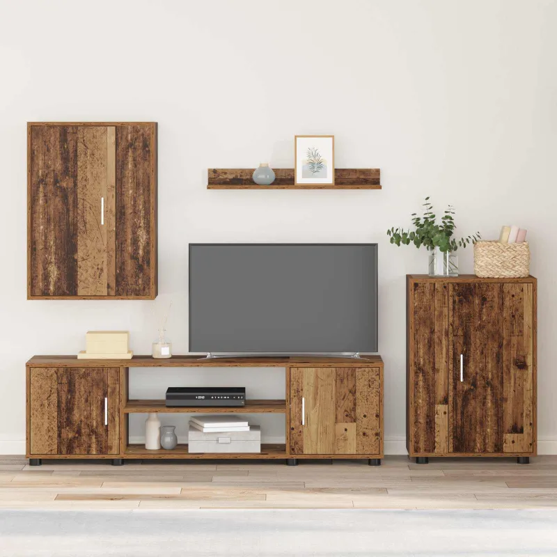 TV spintelių komplektas 4 pcs Senovinis medis Apdirbta mediena