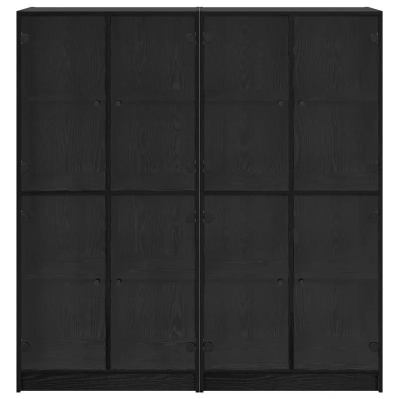 Aukštas spintelė 2 pcs Juodas ąžuolas 68 x 37 x 142 cm