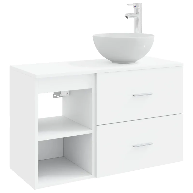 Vonios baldų rinkinys 2 pcs Balta Apdirbta mediena