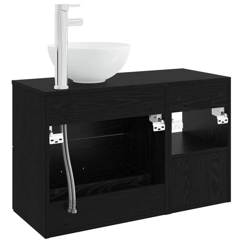Vonios baldų rinkinys 2 pcs Juodojo ąžuolo Apdirbta mediena