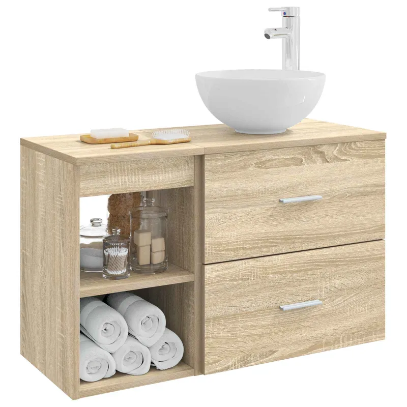 Vonios baldų rinkinys 2 pcs Sonoma ąžuolas Apdirbta mediena
