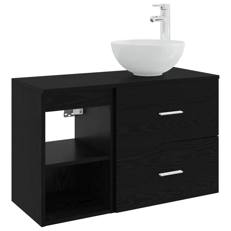 Vonios baldų rinkinys 2 pcs Juodojo ąžuolo Apdirbta mediena