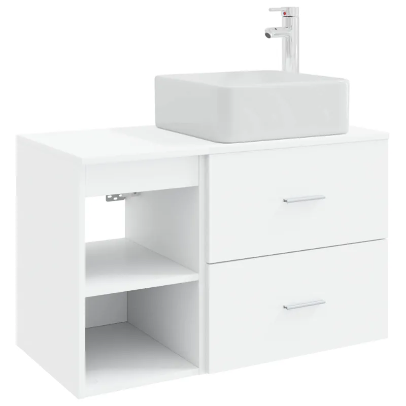 Vonios baldų rinkinys 2 pcs Balta Apdirbta mediena