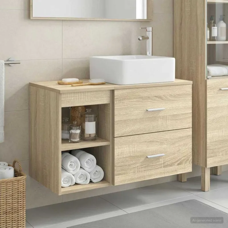 Vonios baldų rinkinys 2 pcs Sonoma ąžuolas Apdirbta mediena