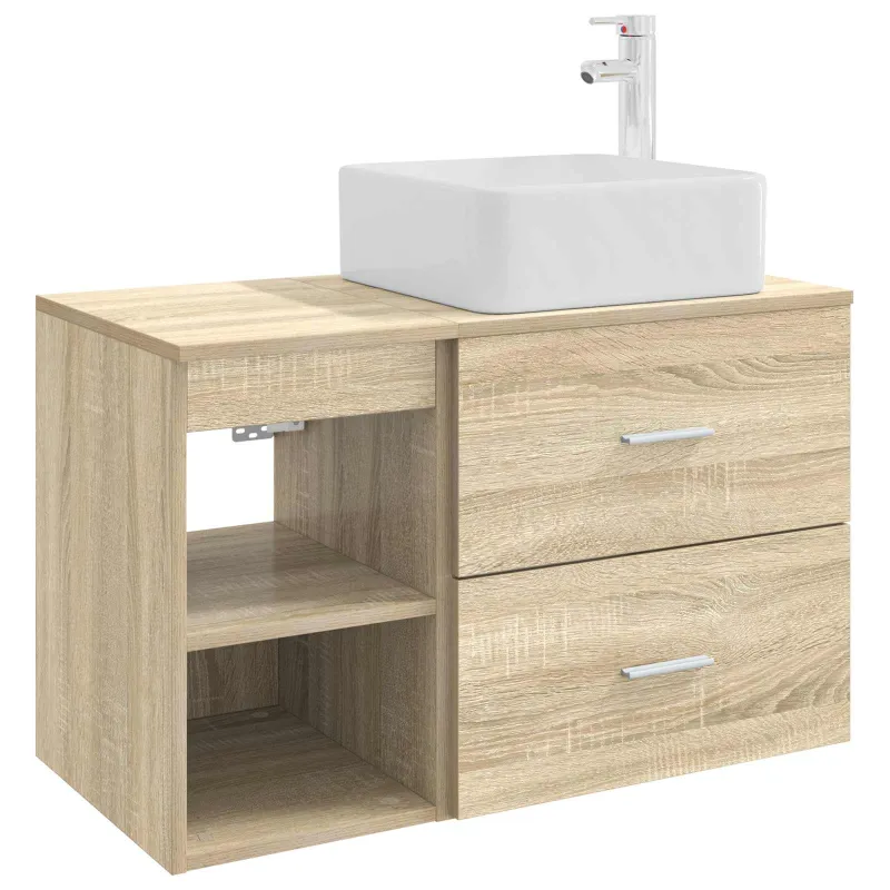 Vonios baldų rinkinys 2 pcs Sonoma ąžuolas Apdirbta mediena