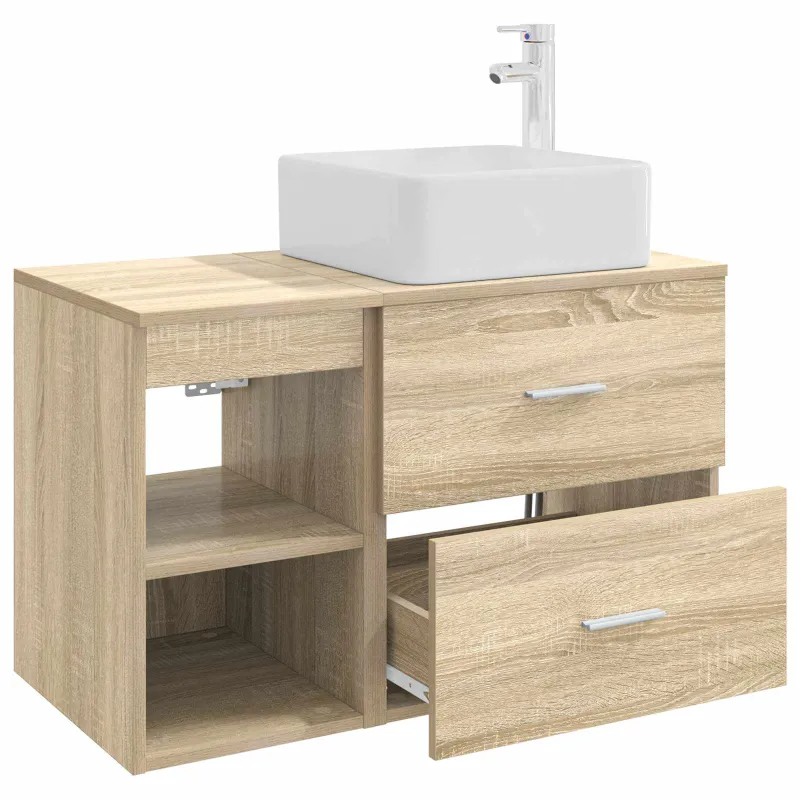 Vonios baldų rinkinys 2 pcs Sonoma ąžuolas Apdirbta mediena