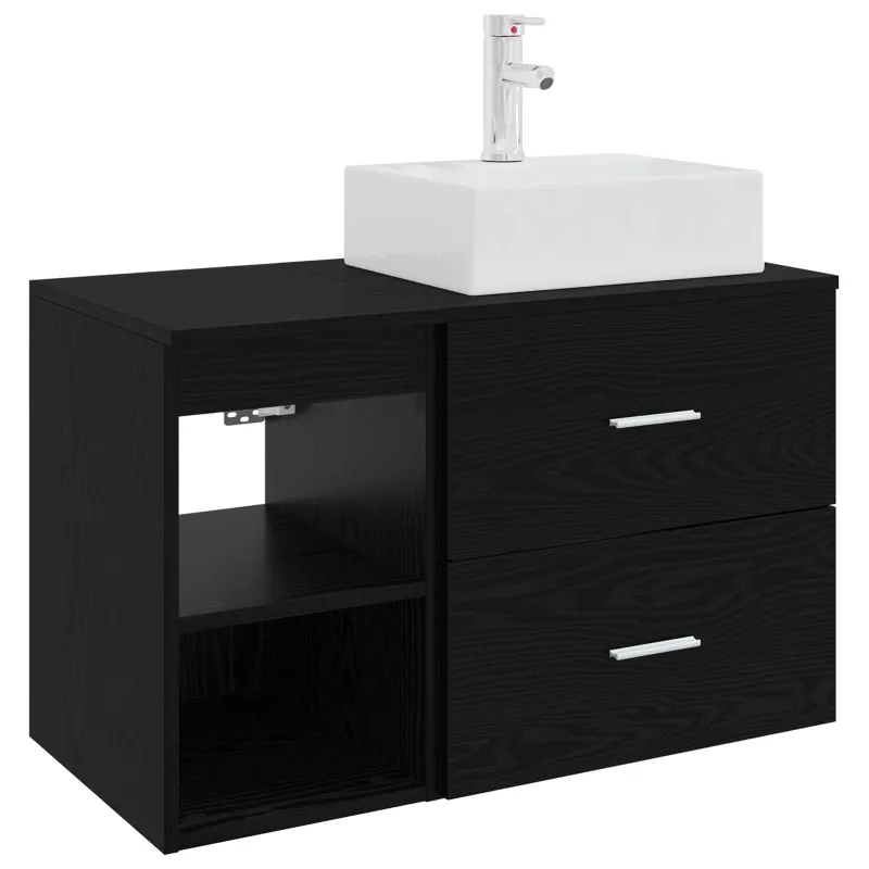 Vonios baldų rinkinys 2 pcs Juodojo ąžuolo Apdirbta mediena