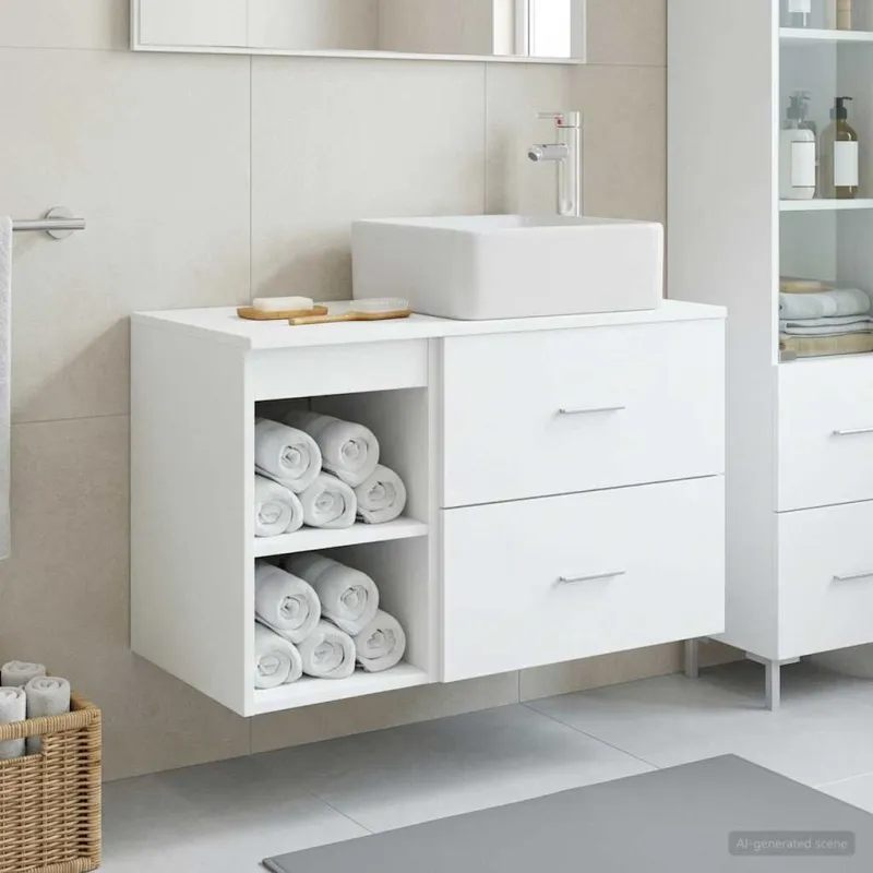 Vonios baldų rinkinys 2 pcs Balta Apdirbta mediena