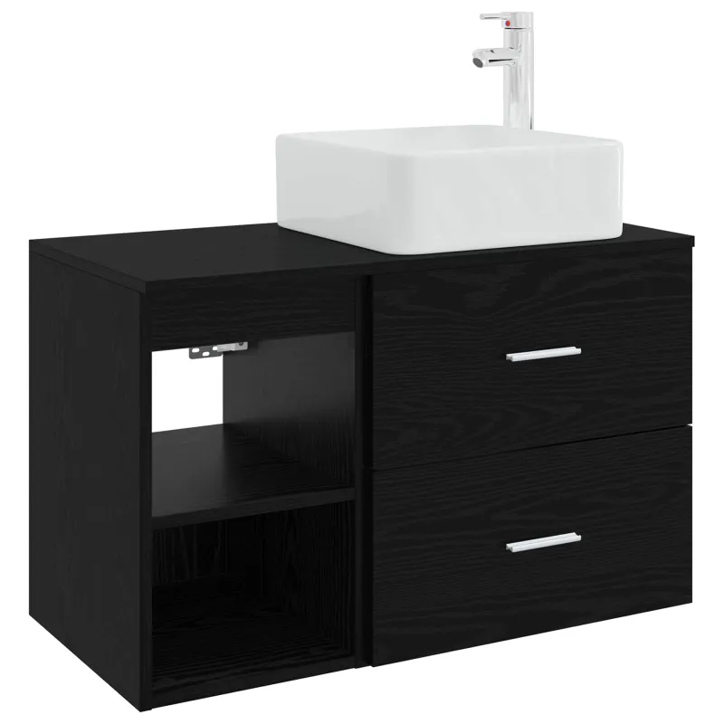 Vonios baldų rinkinys 2 pcs Juodojo ąžuolo Apdirbta mediena