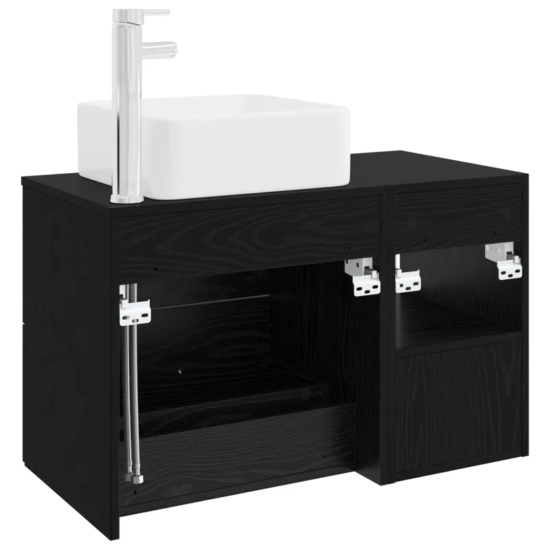 Vonios baldų rinkinys 2 pcs Juodojo ąžuolo Apdirbta mediena
