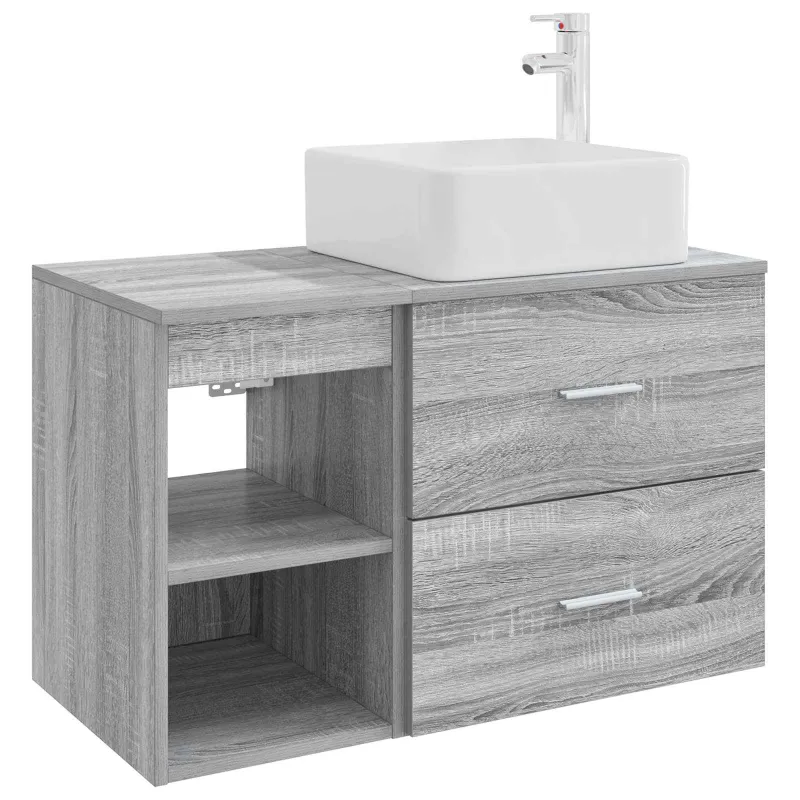 Vonios baldų rinkinys 2 pcs Pilka Sonoma Apdirbta mediena