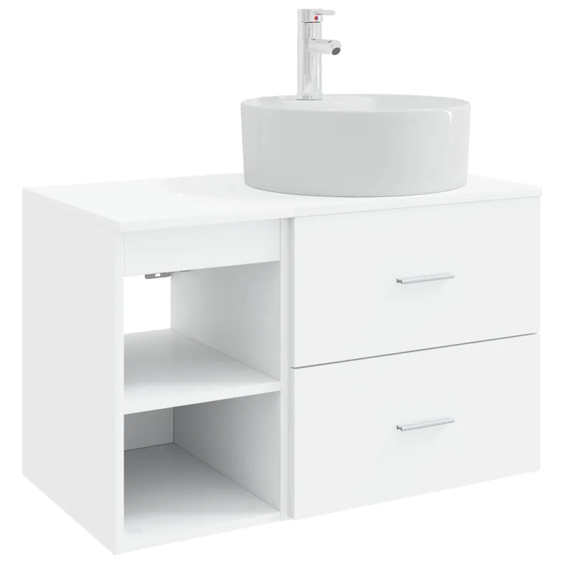 Vonios baldų rinkinys 2 pcs Balta Apdirbta mediena