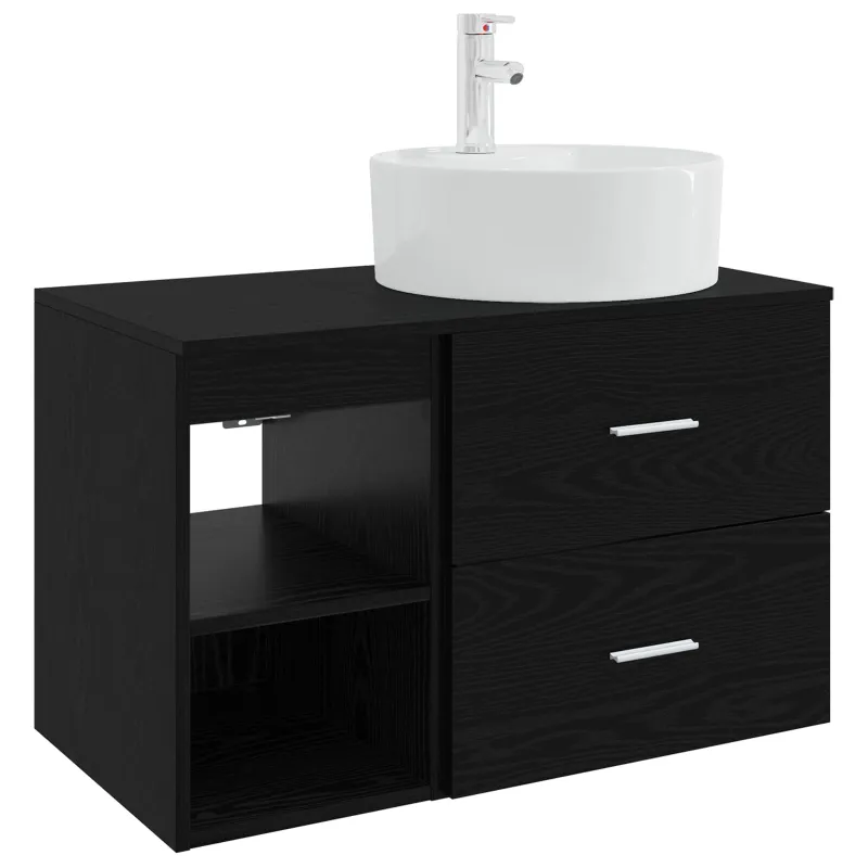 Vonios baldų rinkinys 2 pcs Juodojo ąžuolo Apdirbta mediena