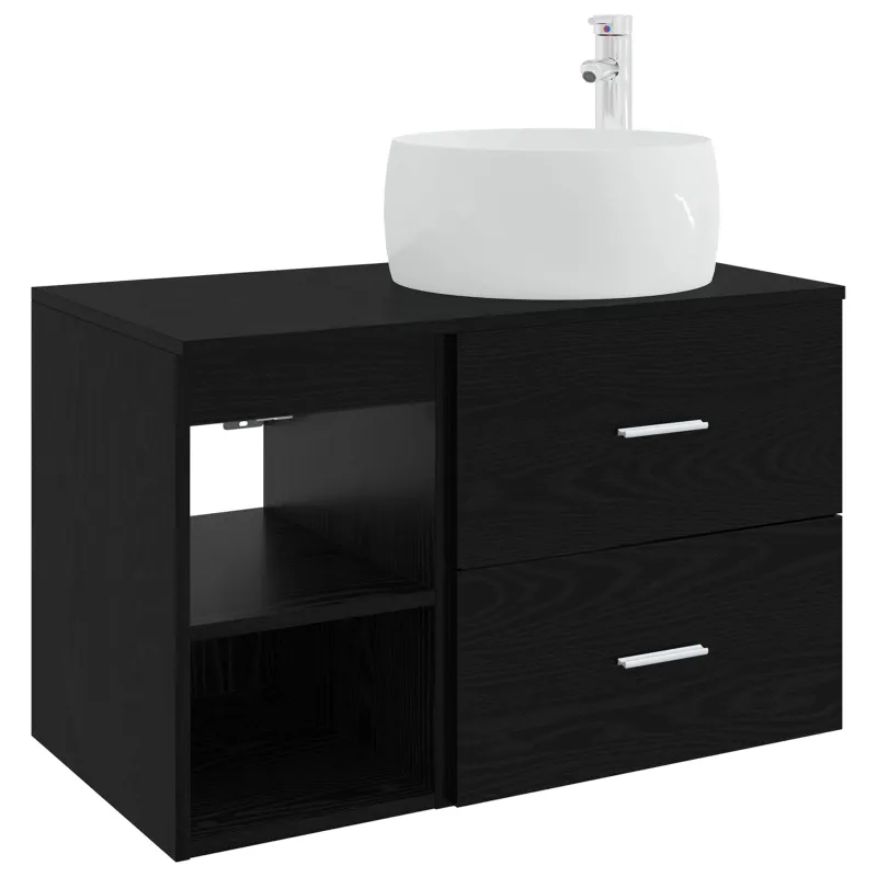 Vonios baldų rinkinys 2 pcs Juodojo ąžuolo Apdirbta mediena