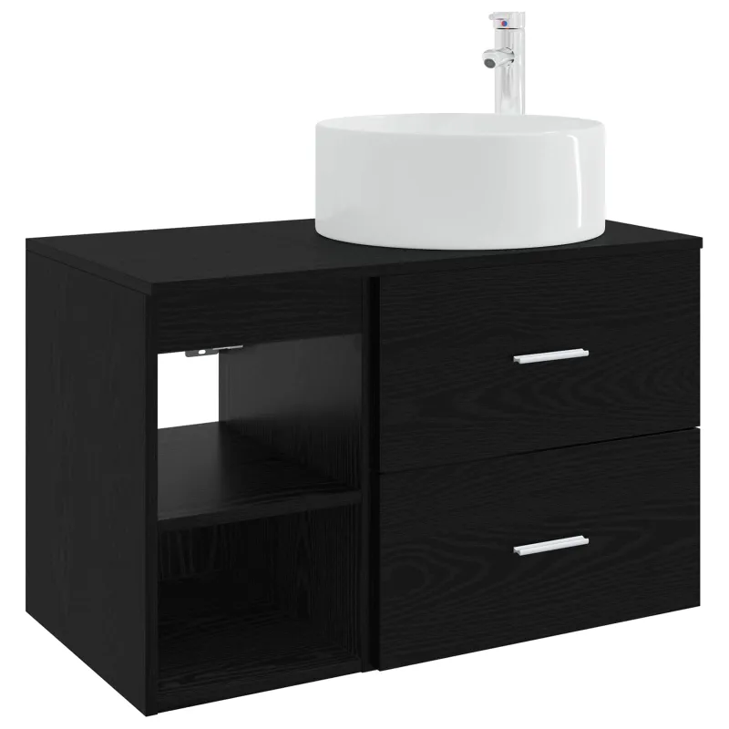 Vonios baldų rinkinys 2 pcs Juodojo ąžuolo Apdirbta mediena