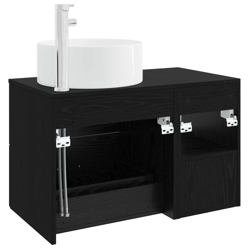 Vonios baldų rinkinys 2 pcs Juodojo ąžuolo Apdirbta mediena