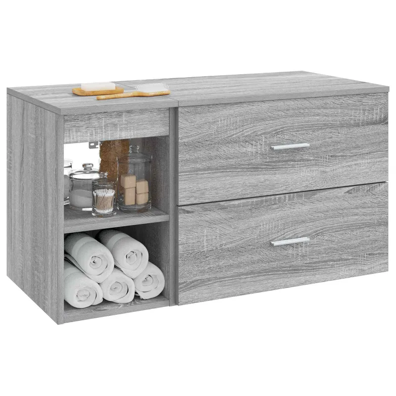 Vonios baldų rinkinys 2 pcs Pilka Sonoma Apdirbta mediena