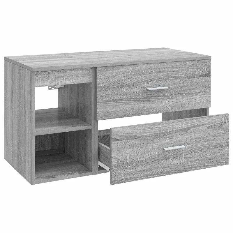 Vonios baldų rinkinys 2 pcs Pilka Sonoma Apdirbta mediena