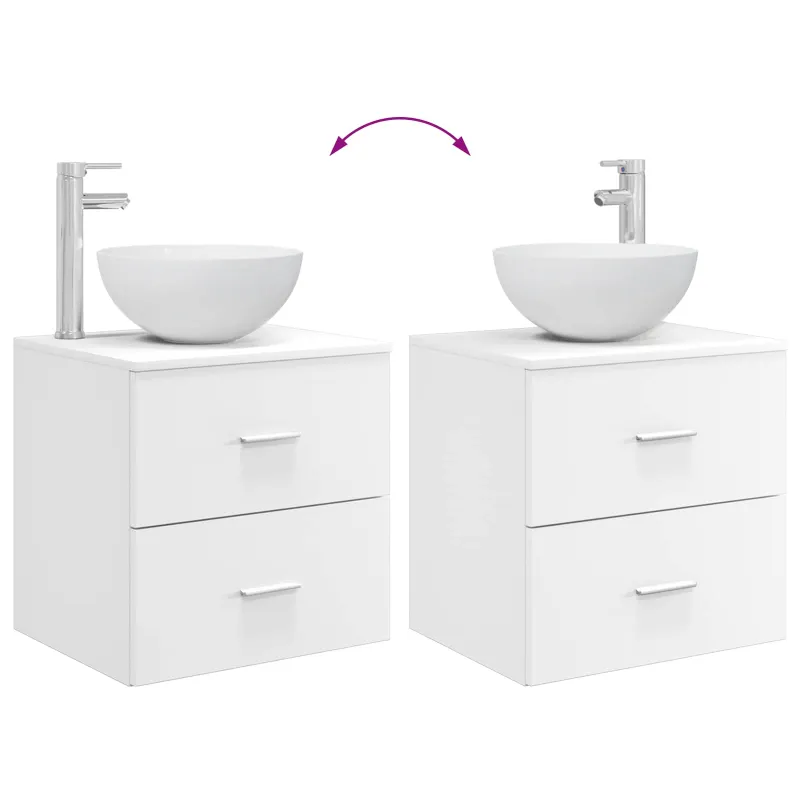 Vonios baldų rinkinys 2 pcs Balta Apdirbta mediena