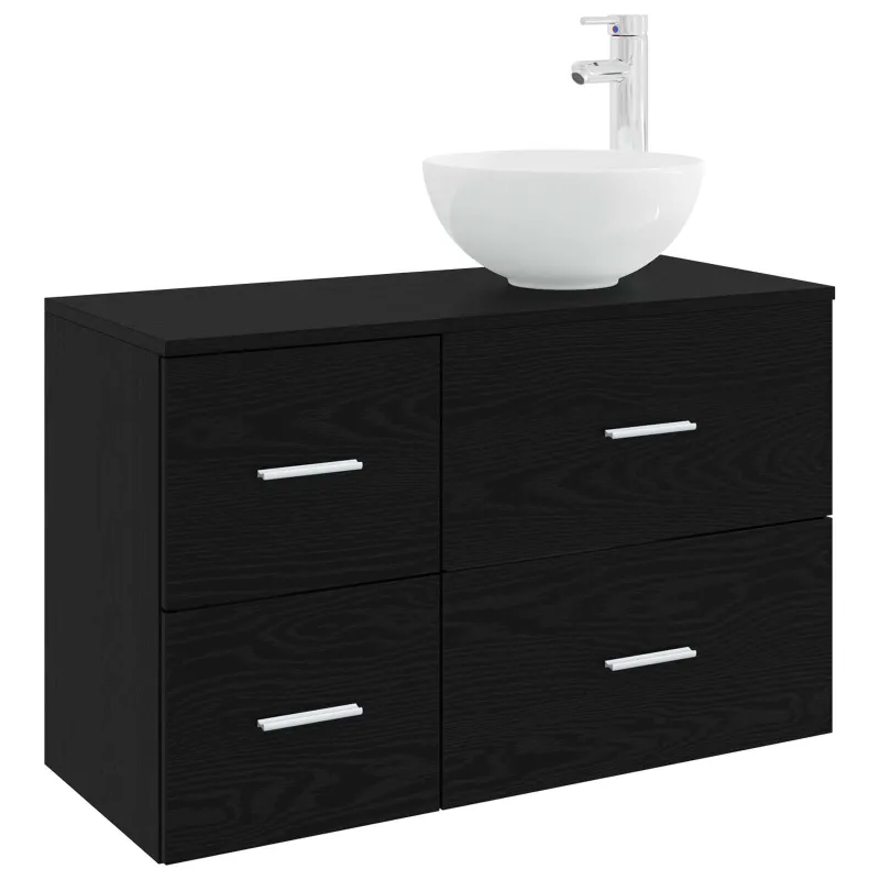 Vonios baldų rinkinys 2 pcs Juodojo ąžuolo Apdirbta mediena