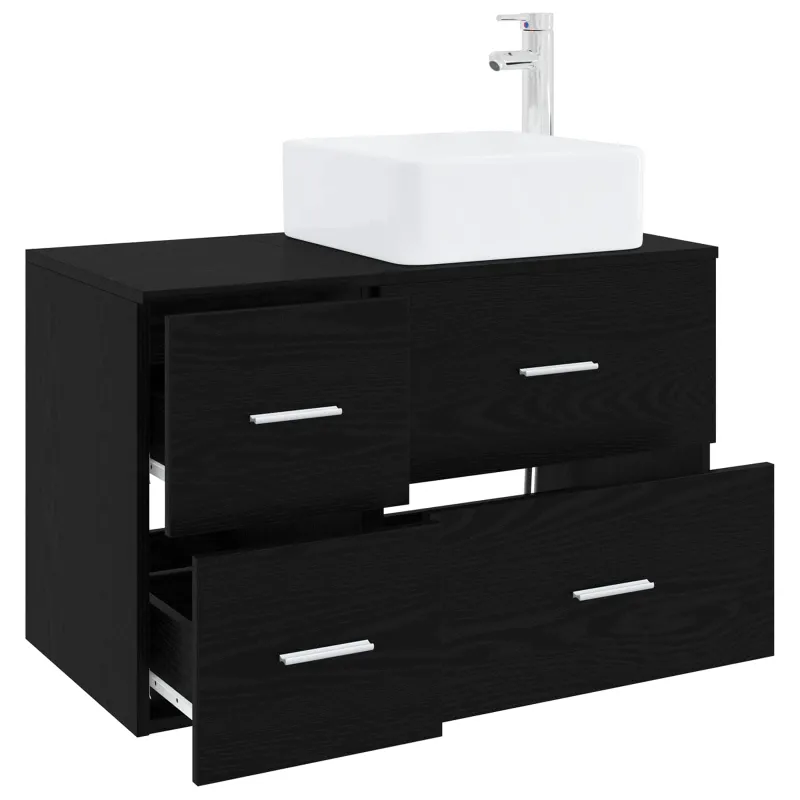 Vonios baldų rinkinys 2 pcs Juodojo ąžuolo Apdirbta mediena
