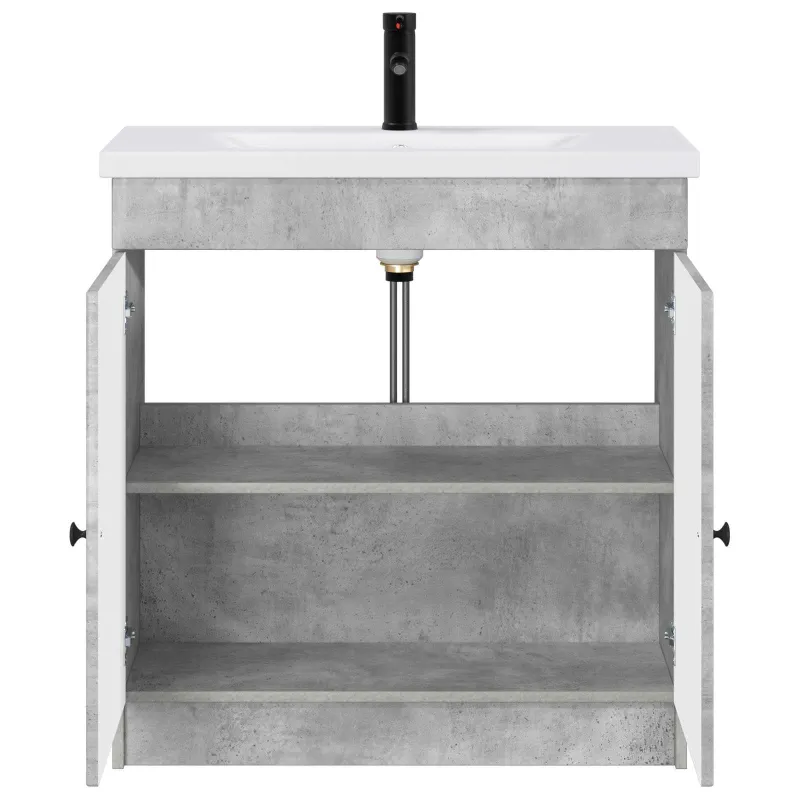Vonios baldų rinkinys Betono pilka 56 x 37,5 x 81 cm