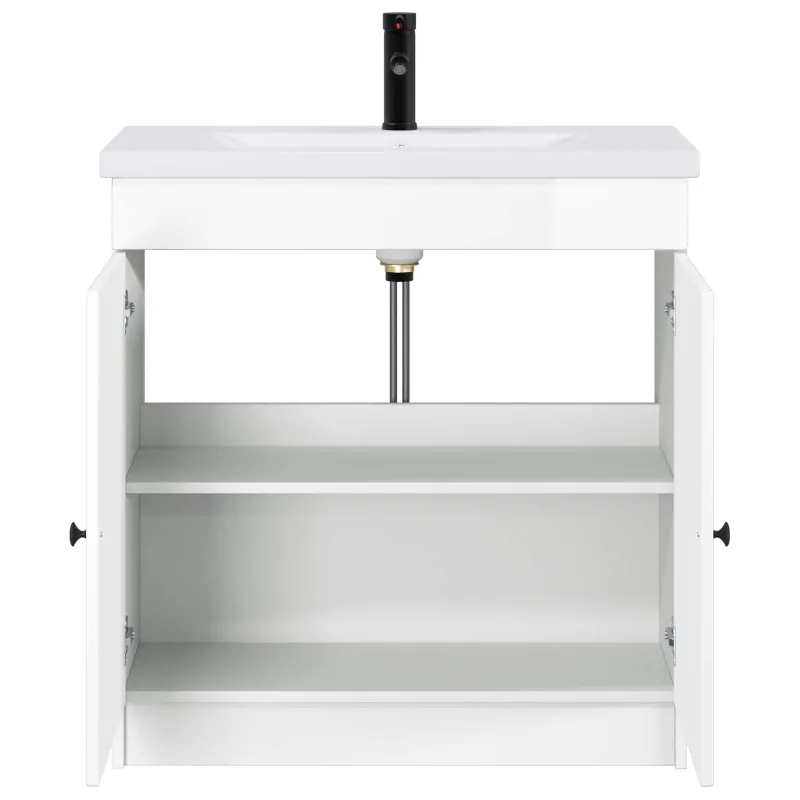 Vonios baldų rinkinys Itin blizgi balta 56 x 37,5 x 81 cm