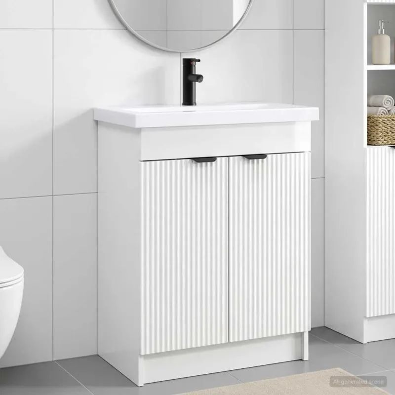 Vonios baldų rinkinys Itin blizgi balta 56 x 37,5 x 81 cm