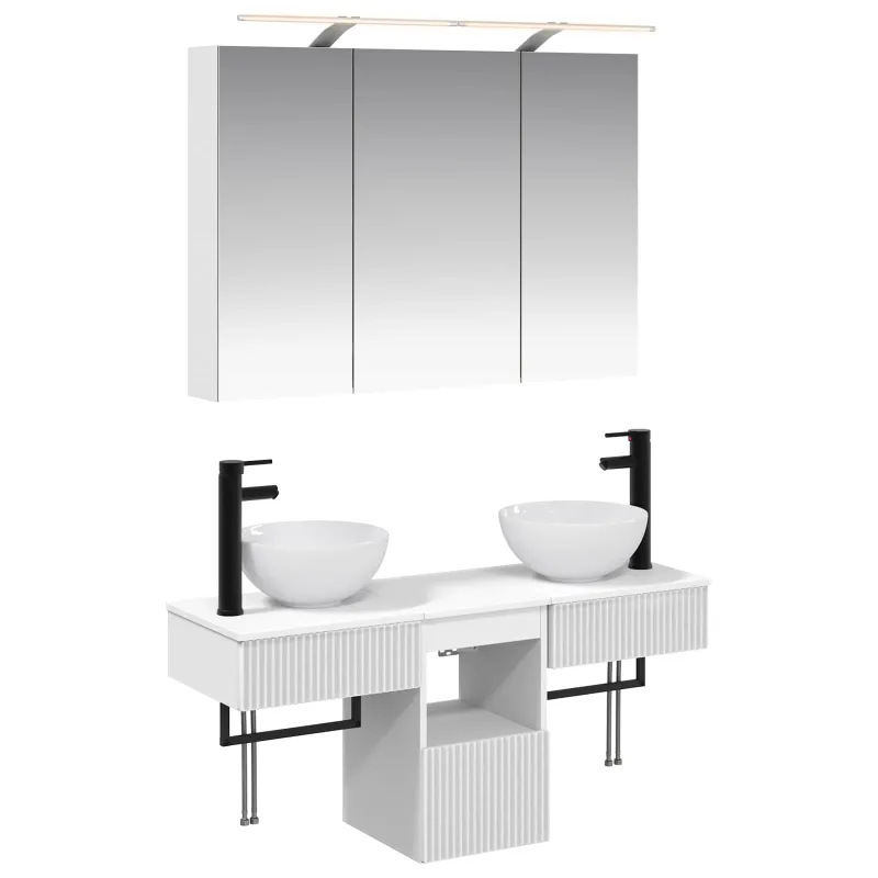 Vonios spintos komplektas 4 pcs Balta 100 x 14,5 x 70 cm